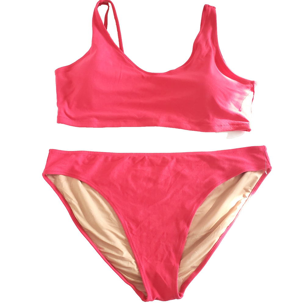 Old Navy Women PLUS SIZE 4X Red 2 Piece Terry Cloth Bikini Swim Top Bottom Set